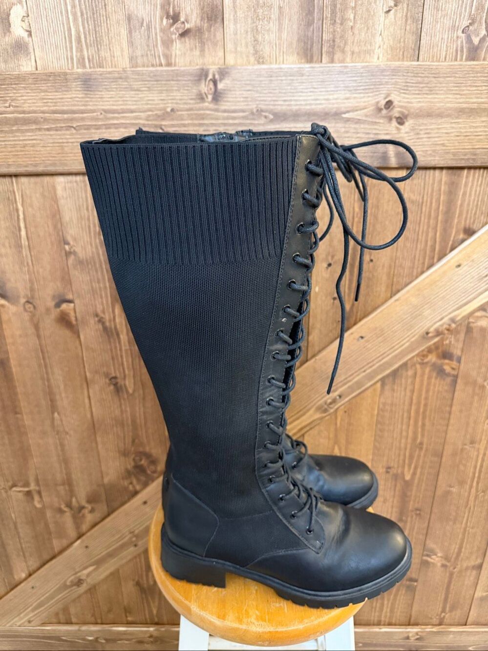 Torrid Women’s Size 9.5 WW Black Lace-Up Knee High Combat Boots